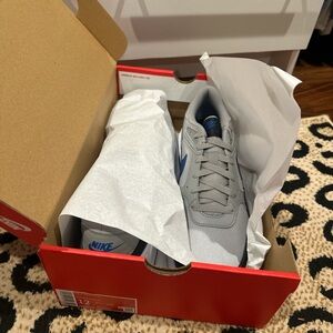 Nike Gray Sneakers with Blue Highlights
